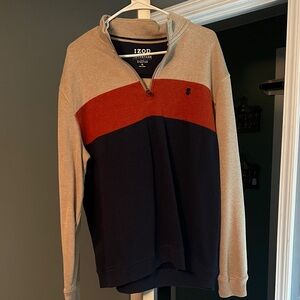 Izod Men's Zip Up Sweater - Gray, Red, and Navy